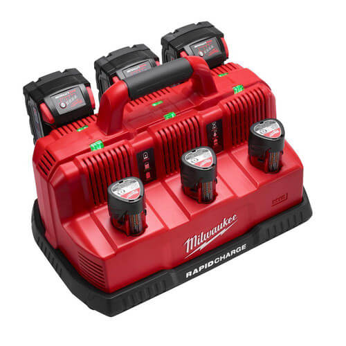 M18 & M12 Multi-Voltage 6-Port Sequential Rapid Battery Charger