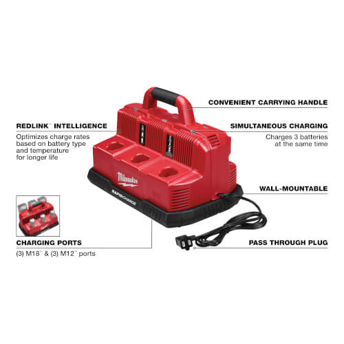 M18 & M12 Multi-Voltage 6-Port Sequential Rapid Battery Charger