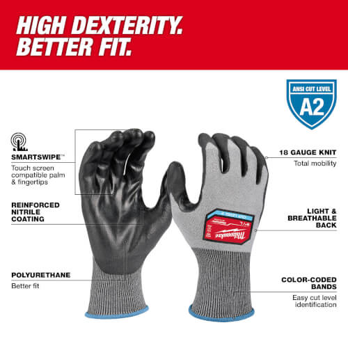 Main product image of Cut Level 2 High Dexterity Polyurethane Dipped Gloves (XXL)
