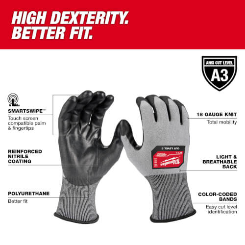 Main product image of Cut Level 3 High Dexterity Polyurethane Dipped Gloves (M)