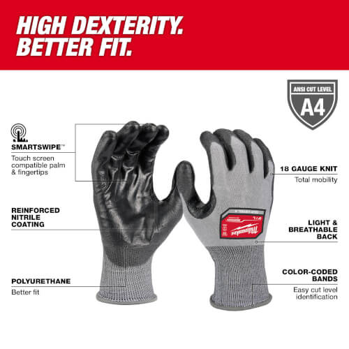 Main product image of Cut Level 4 High Dexterity Polyurethane Dipped Gloves (XXL)