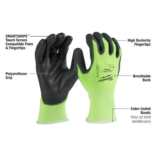 Main product image of Cut 1 Hight Visibility Polyurethane Dipped Gloves (S)