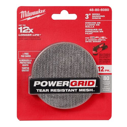 Main product image of 3" 80 Grit Mesh Sanding Discs with POWERGRID Tear Resistant Mesh w/ Pad Saver (12 Pack)