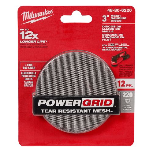 Main product image of 3" 220 Grit Mesh Sanding Discs with POWERGRID Tear Resistant Mesh w/ Pad Saver (12 Pack)