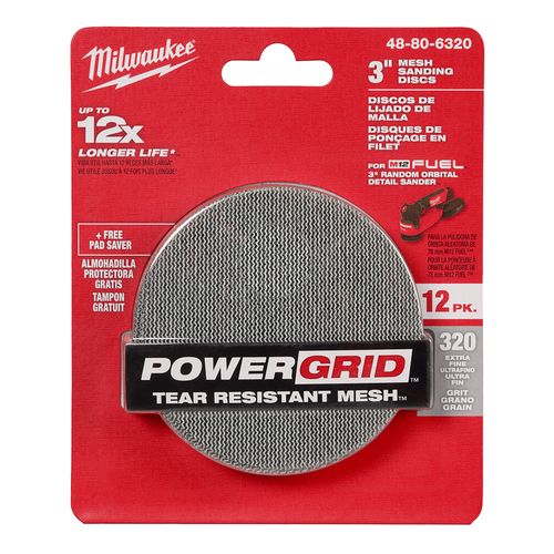Main product image of 3" 320 Grit Mesh Sanding Discs with POWERGRID Tear Resistant Mesh w/ Pad Saver (12 Pack)