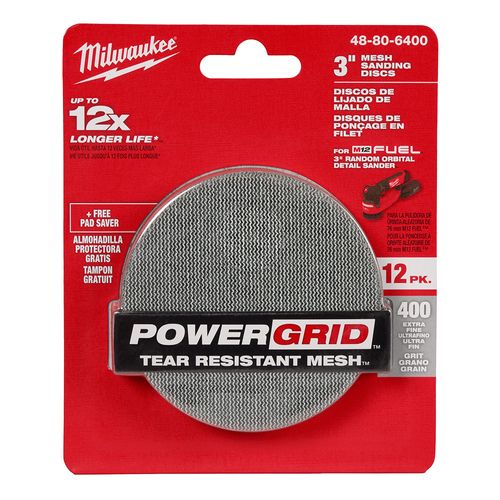 Main product image of 3" 400 Grit Mesh Sanding Discs with POWERGRID Tear Resistant Mesh w/ Pad Saver (12 Pack)