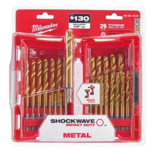 48894632 Milwaukee 48894632 29 Piece Shockwave Red Helix Titanium Drill Bit Set