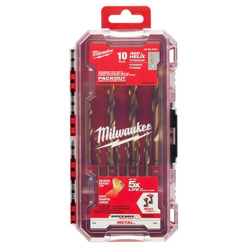 Main product image of SHOCKWAVE Impact Duty RED HELIX Titanium Drill Bit Set - 10 Piece