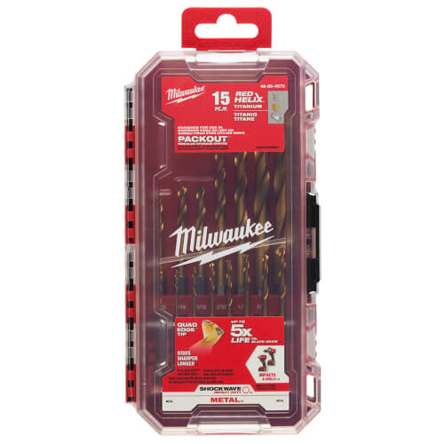 Main product image of 15 Piece Shockwave Impact Duty RED HELIX Titanium Drill Bit Set