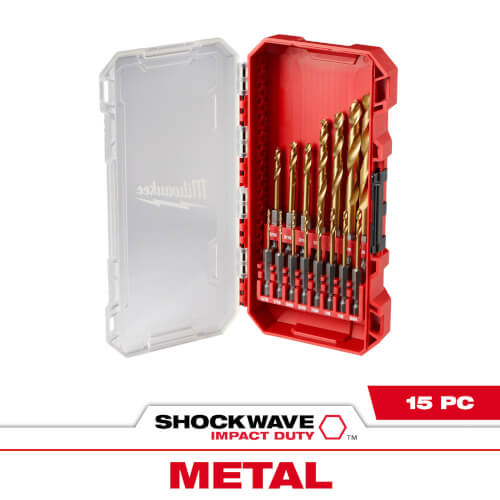 Main product image of 15 Piece Shockwave Impact Duty RED HELIX Titanium Drill Bit Set