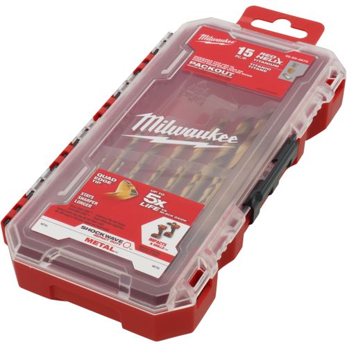 Main product image of 15 Piece Shockwave Impact Duty RED HELIX Titanium Drill Bit Set