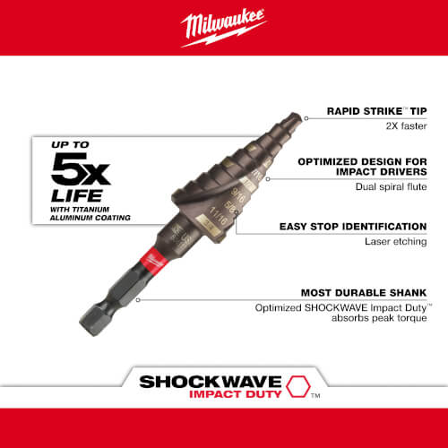 Main product image of Shockwave Impact Duty #3 Step Drill Bit 3/16" to 3/4"