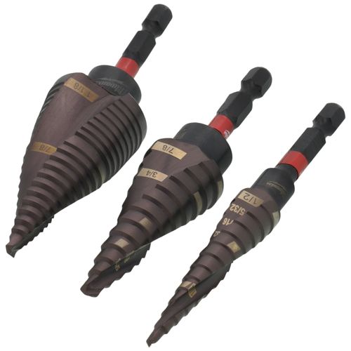Main product image of 3 Piece Shockwave Impact Duty Titanium Step Drill Bit Set (#1, #4, #9)