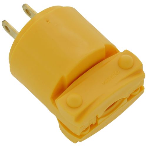 Main product image of Arrow Hart Commercial Non-Grounding Straight Blade Plug w/ Back Wire, 15A, 2P, 2W, NEMA 1-15P - Yellow (125V)