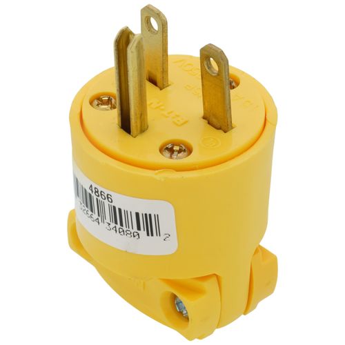 Main product image of Arrow Hart Commercial Straight Blade Plug w/ Back Wire, 15A, 2P, 3W, NEMA 6-15P - Yellow (250V)