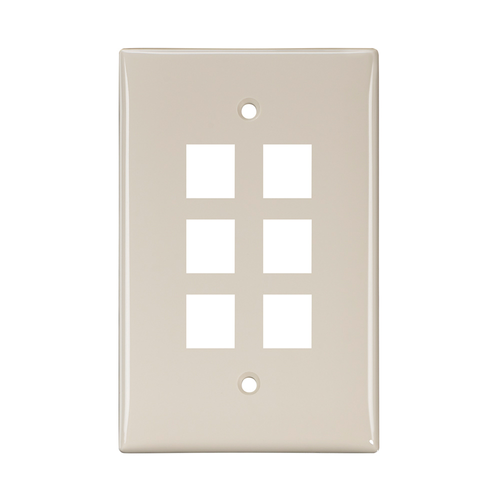 Main product image of Midsize Single-Gang Quickport, Wallplate, 6-port (Light Almond)