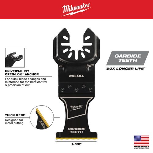 Main product image of 1-3/8" Universal Fit OPEN-LOK Carbide Teeth Metal Multi-Tool Blade (Pack of 10)