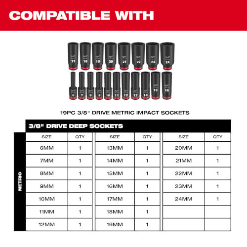 Main product image of Impact Socket 3/8" Drive Metric TRAY ONLY (19 Piece)
