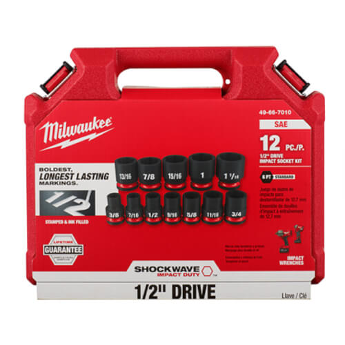 Main product image of SHOCKWAVE Impact Duty 1/2" Drive SAE Standard 6 Point Socket Set (12 Piece)