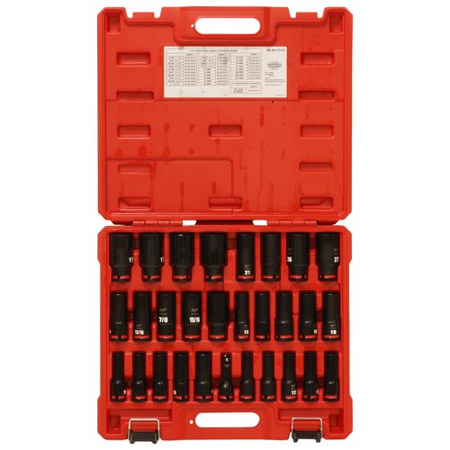 Main product image of SHOCKWAVE Impact Duty 1/2" Drive SAE & Metric Deep 6 Point Socket Set (29 Pieces)