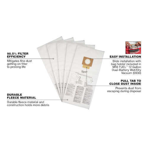 Main product image of Fleece Dust Bags 12-Gallon (5 Pack)