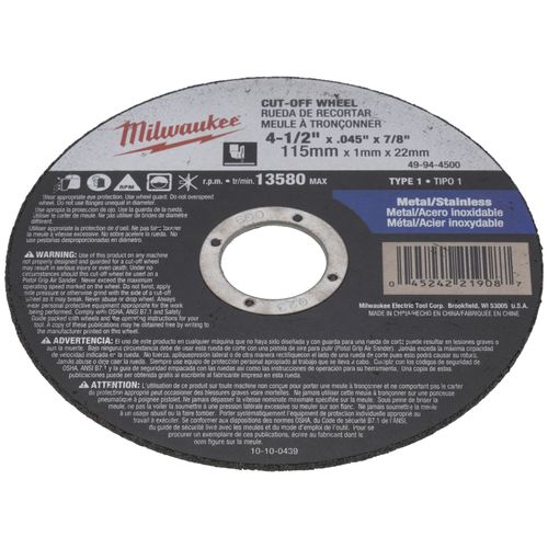 Main product image of 4-1/2" x .045" x 7/8" Cut-Off Wheel (Type 1)