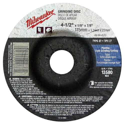Main product image of 4-1/2" x 1/8" x 7/8" Grinding Wheel (Type 27)
