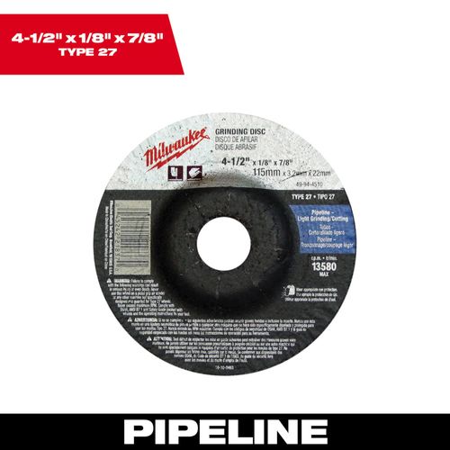 Main product image of 4-1/2" x 1/8" x 7/8" Grinding Wheel (Type 27)