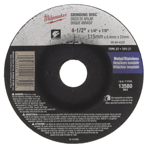 Main product image of Replacement Type 27 Grinding Wheel (4-1/2" x 1/4" x 7/8")