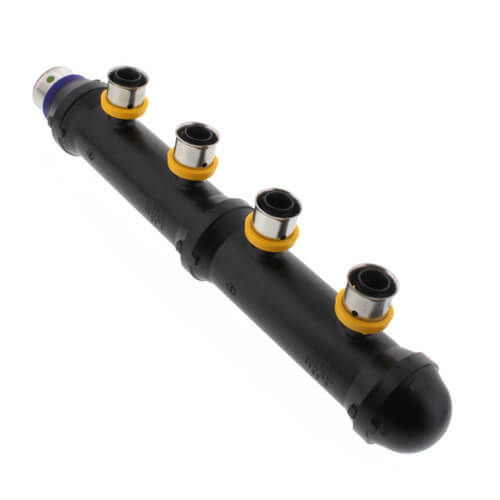Main product image of Zero Lead 3/4" x 1/2" PEX Press Polymer Closed Manifold - 4 Outlets