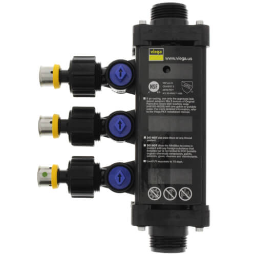 Main product image of 1/2" PEX Press Polymer MiniBloc - 3 Outlets (Lead Free)