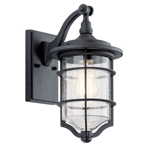 Main product image of Royal Marine 13.25" 1 Light Outdoor Wall Light w/ Clear Seeded Glass (Distressed Black)