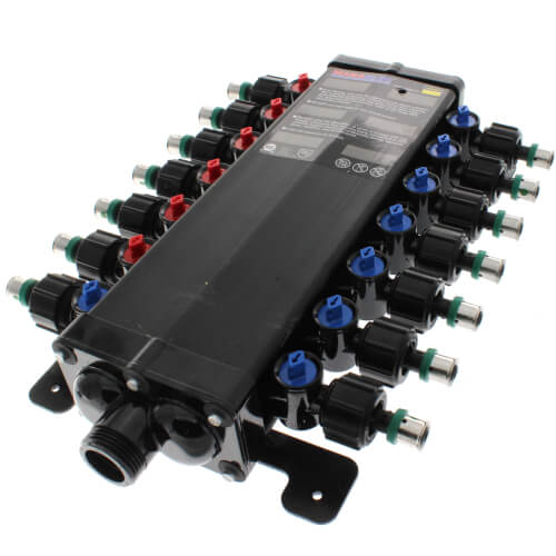 Main product image of 3/8", 14 Port Zero Lead PEX Press Polymer MANABLOC (6 hot, 8 cold)