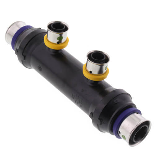 Main product image of Zero Lead 3/4" x 3/4" x 1/2" PEX Press Plastic Flow Through Manifold - 2 Outlets