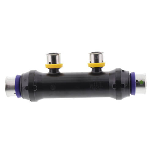Main product image of Zero Lead 3/4" x 3/4" x 1/2" PEX Press Plastic Flow Through Manifold - 2 Outlets