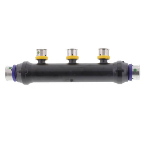 Main product image of Zero Lead 3/4" x 3/4" x 1/2" PEX Press Plastic Flow Through Manifold - 3 Outlets
