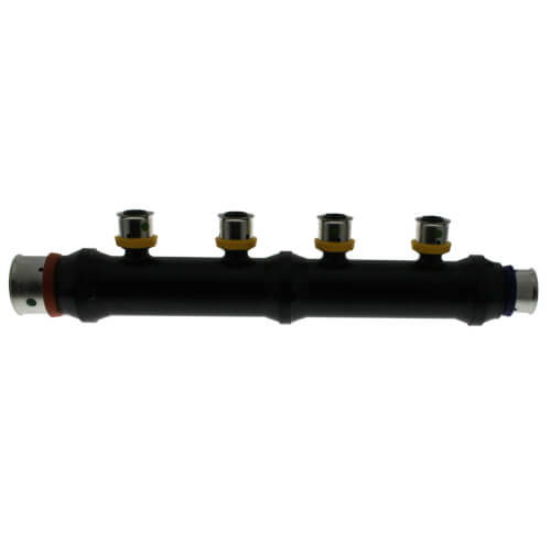 Main product image of Zero Lead 1" x 3/4" x 1/2" PEX Press Plastic Flow Through Manifold - 4 Outlets