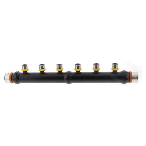Main product image of Zero Lead 1" x 1" x 1/2" PEX Press Polymer Flow Through Manifold - 6 Outlets