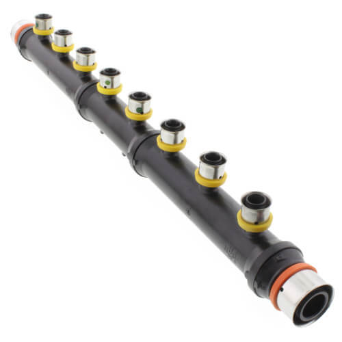 Main product image of Zero Lead 1" x 1" x 1/2" PEX Press Polymer Flow Through Manifold - 8 Outlets