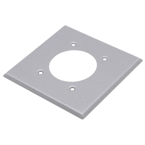 Main product image of 2-Gang Electrical Wall Plate, 2.15" Dia. Hole Single Receptacle (Aluminum)