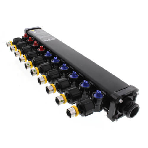 Main product image of 1/2", 10 Port Zero Lead PEX Press Polymer Dual Temperature MiniBloc (4 hot, 6 cold)