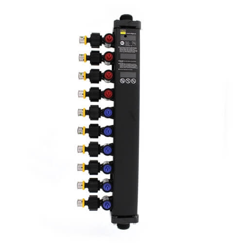 Main product image of 1/2", 10 Port Zero Lead PEX Press Polymer Dual Temperature MiniBloc (4 hot, 6 cold)