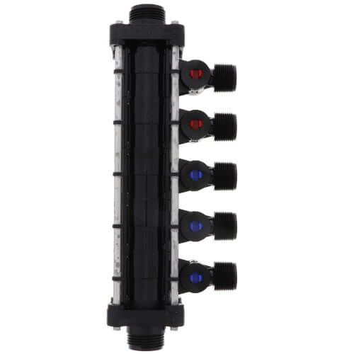 Main product image of 1/2", 5 Port Zero Lead PEX Press Polymer Dual Temperature MiniBloc (2 hot, 3 cold)