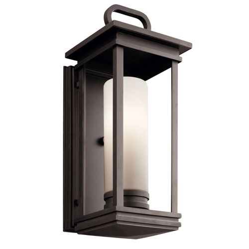 Main product image of South Hope 17.75" 1 Light Outdoor Wall Light w/ Satin Etched Cased Opal Glass in Rubbed Bronze