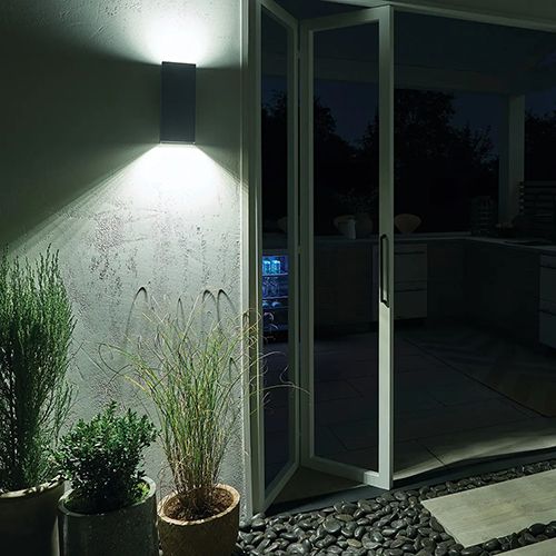Main product image of Walden 12" LED Outdoor Wall Light w/ Clear Tempered Glass w/ Inside Etch (Architectural Bronze)