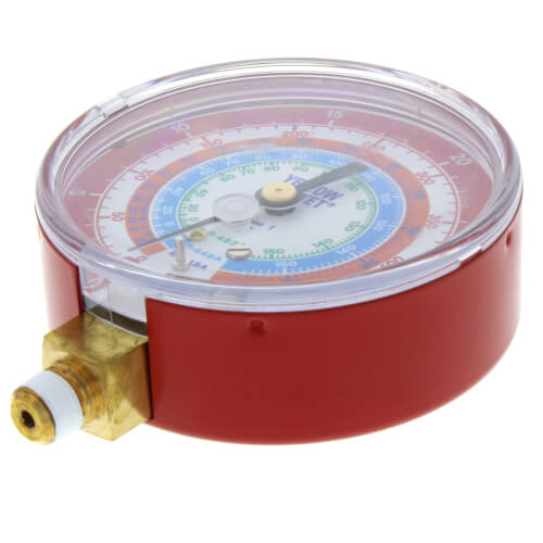 Main product image of 3-1/8" Dry Manifold, Red Pressure Refrigerant Gauge (R448A/449A/452A)