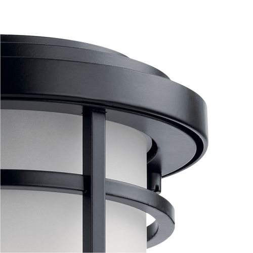 Main product image of Toman 10.25" 1 Light Outdoor Wall Light w/ Satin Etched Glass (Black)