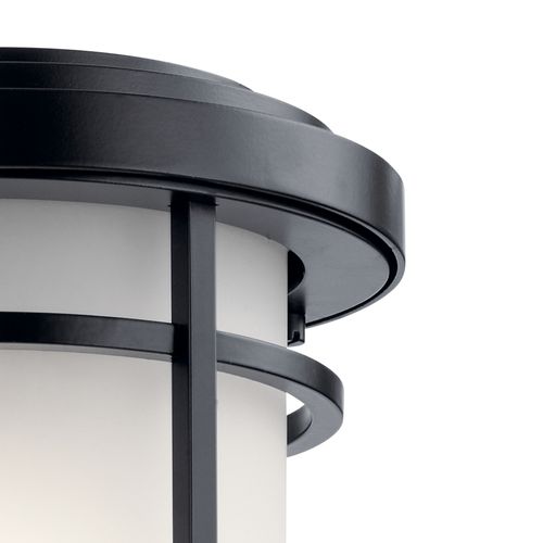 Main product image of Toman 13.5" 1 Light Outdoor Wall Light w/ Satin Etched Glass (Black)