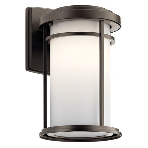 Main product image of Toman 13.5" 1 Light Outdoor Wall Light w/ Satin Etched Glass (Olde Bronze)