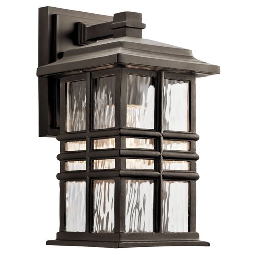 Main product image of Beacon Square 12" 1 Light Outdoor Wall Light w/ Clear Hammered Glass (Olde Bronze)